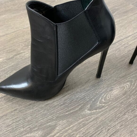 Saint Laurent YSL Classic Paris Ela 110 Ankle Boots Heels Stiletto Leather Black - Picture 11 of 15